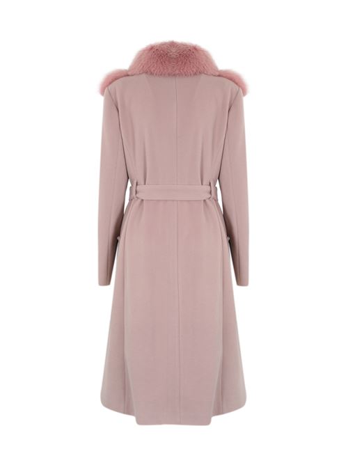 Cappotto CD1192 con pelliccia di volpe Rosa YES LONDON | CD1192 CDHROSA